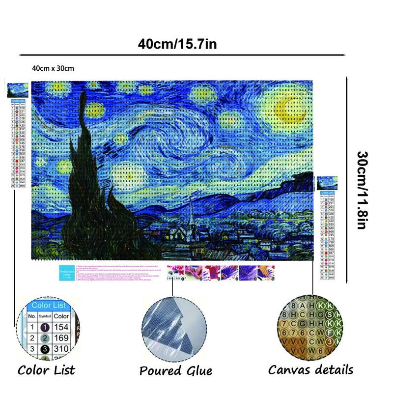 Starry Night Pattern DIY Diamond Arts Colorful Painting Kit without Frame, DIY 5D Diamond Arts Colorful Painting Kit, Wall Art Decor for Home