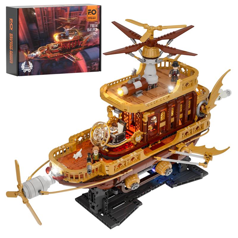 FUNWHOLE “Light Catcher”Steampunk Airship - 1641 PCS  Construction Building Model Relief Toys Gift Set for for Boys and Girls age 18+ buildingbrickset