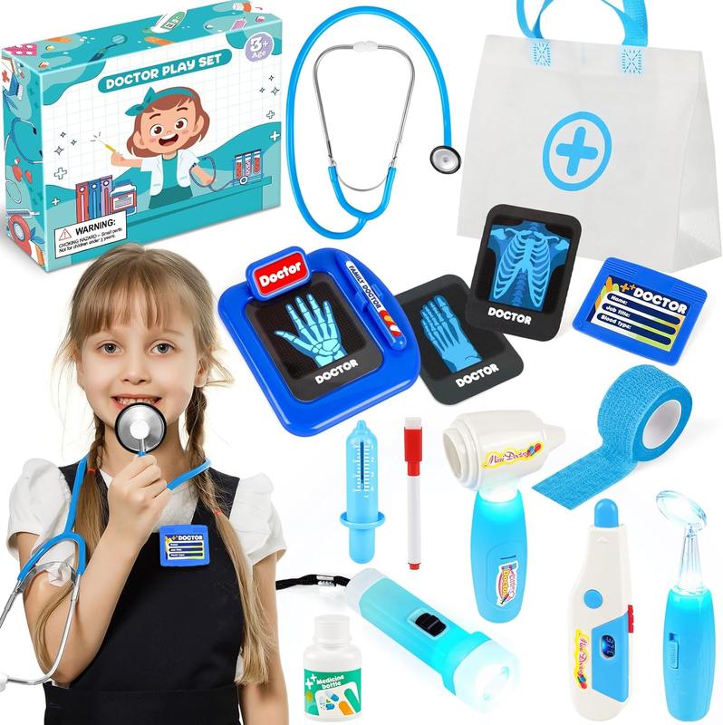 Christmas gift   Doctor Kit for Kids,15 Pcs Kids Doctor Kit for Toddlers 3-5, Kids Doctors Play Set with Medical Bag, Real Kids Stethoscope, Pretend