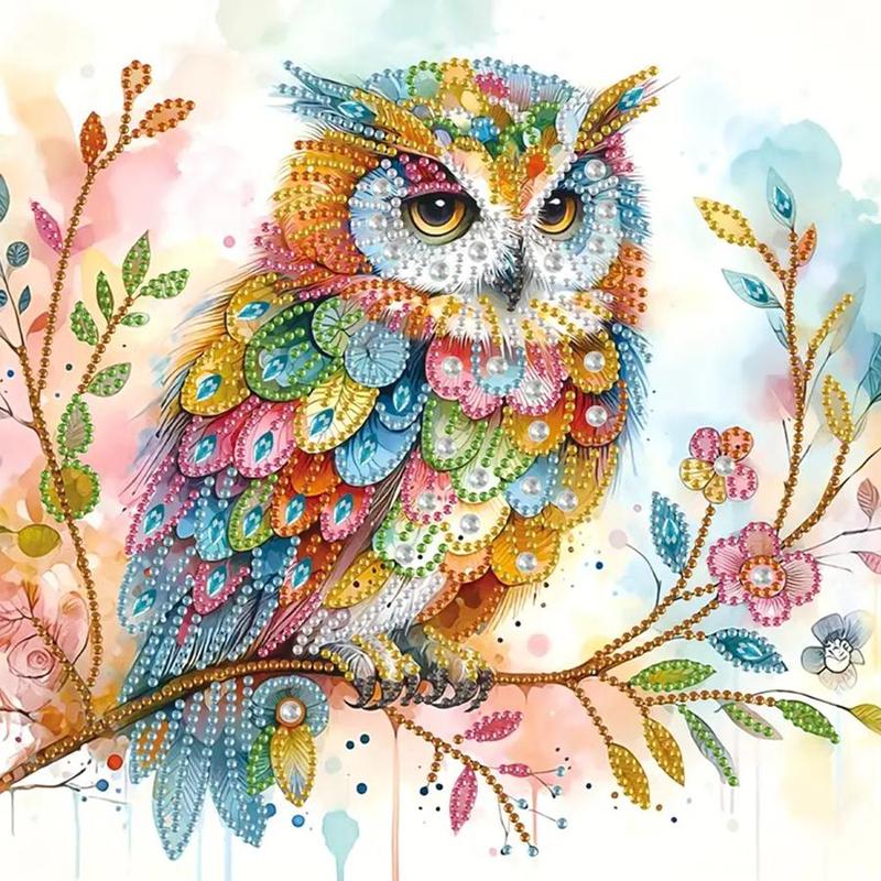 Owl Pattern Diamond Arts Colorful Painting Kit without Frame, 5D Colorful Diamond Arts Crafts, DIY Wall Art Ornaments for Home Living Room