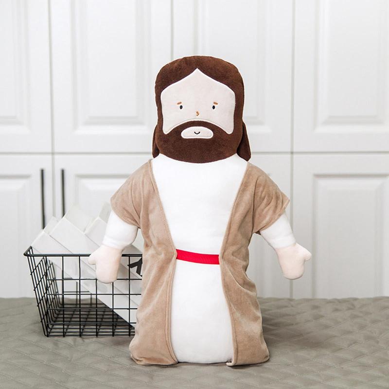 20inch Jesus Plush Toy Jesus Stuffed Dolls Cartoon Jesus Pillow Christ Religious Savior Toys Christian Figure Home Christmas Decoration Baptism Gift