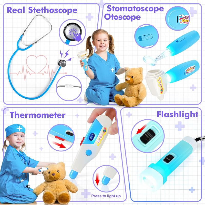 Christmas gift   Doctor Kit for Kids,15 Pcs Kids Doctor Kit for Toddlers 3-5, Kids Doctors Play Set with Medical Bag, Real Kids Stethoscope, Pretend