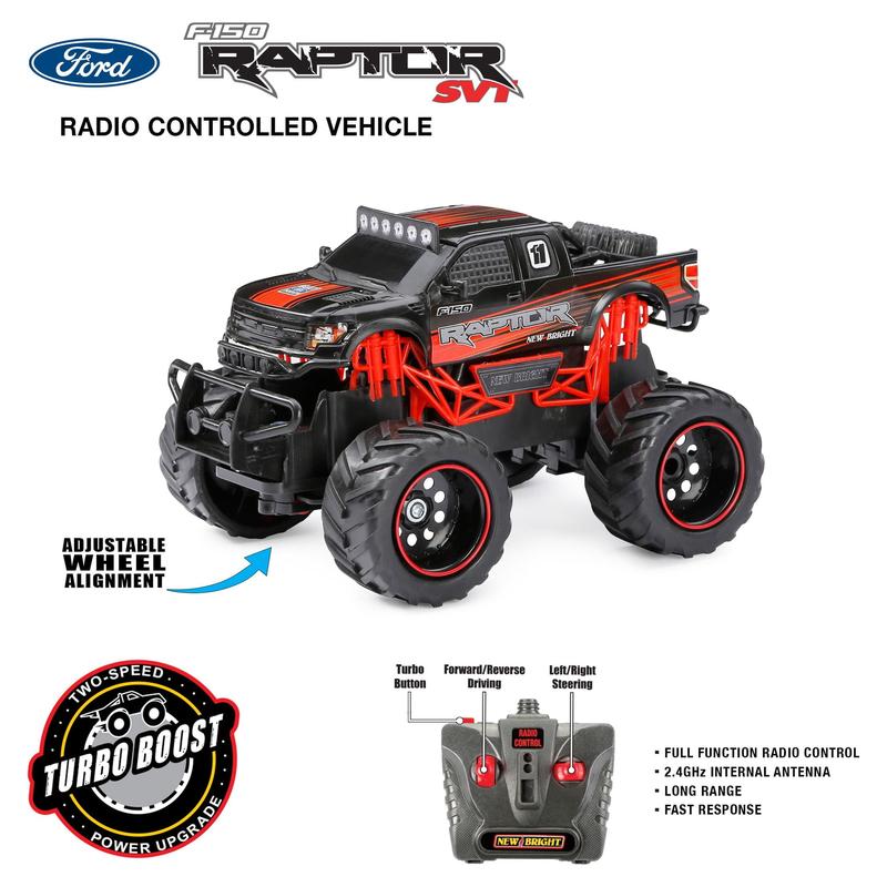 (1:24) Ford Raptor Battery Remote Control Black Truck, 2424-4K2 Child