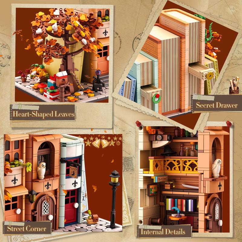 66009,1488 Pieces,Magic Bookends Building Block Set,For BookNook Building Bookshelf Insert Decoration,Bookcase Miniature House Model,Collecting Building and Gifting Model,Birthday Gift and Home Decoration,For aged 12 and above,Stress relief toy