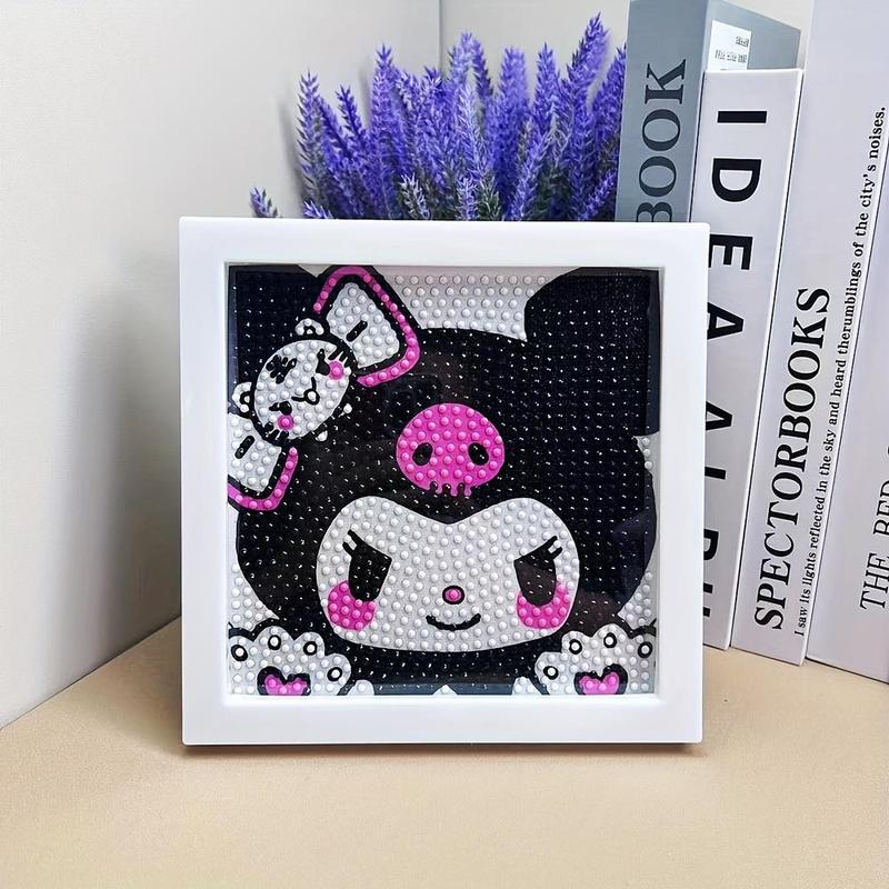 Cute Cartoon Kuromi Pattern DIY Diamond Arts Colorful Painting Kit with Frame, DIY 5D Diamond Arts Colorful Painting Kit, Wall Art Decor for Home