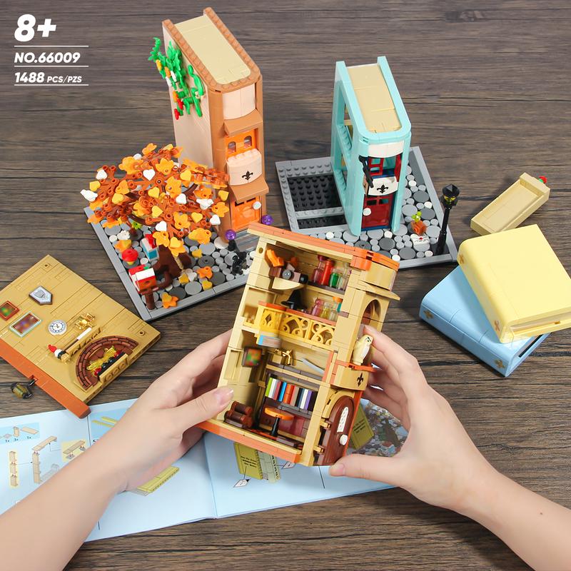 66009,1488 Pieces,Magic Bookends Building Block Set,For BookNook Building Bookshelf Insert Decoration,Bookcase Miniature House Model,Collecting Building and Gifting Model,Birthday Gift and Home Decoration,For aged 12 and above,Stress relief toy