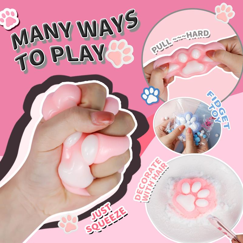 2025 -Pack Taba Squishy Cat Paw Squeeze Toys, Kawaii Squishies PVC Sensory Toys, Stress Relieving Fur Ball OPP Packaging Gifts, Fidget Toys Squishy Novelty Things Suitable for Kids Teenage