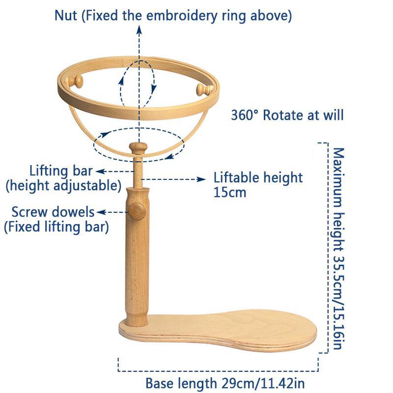 Portable Tabletop Embroidery Frame, 1 Count Self Standing Wooden Cross Stitch Frame, Embroidery Hoop for Cross Stitch Sewing, Stitch Accessories