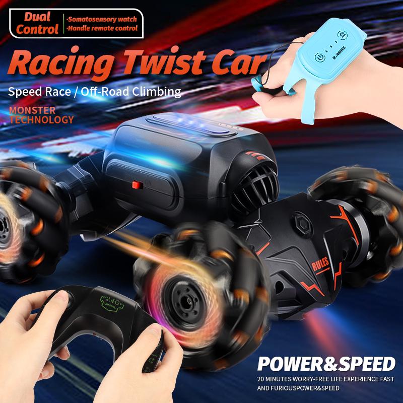 2.4G 1:18 Scale All Terrain RC Cars, High Speed 4WD Remote Control Car with Rechargeable Batteries, 4X4 Off Road Monster Truck, Electric Vehicle Toys Gifts for Kids and Adults, Remote Control Stunt Car Gesture Induction Twisting Off-Road Vehicle