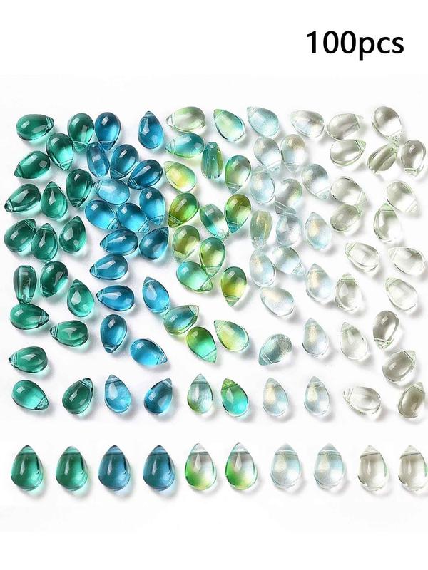 Transparent Glass Charms, Glitter Teardrop Shaped Beads, Fashionable DIY Jewelry Accessories for Bracelet & Necklace Making