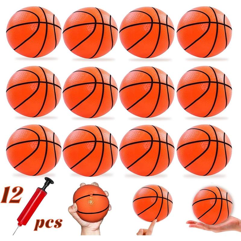 12 Pack 4 Inch Mini Basketball Ball for Kids, Rubber Small basketballs with Pump for Kids Basketball Gifts- Inflatable Ball for Basketballs Hoop Geart for Sports Beach Pool Theme Party Favor