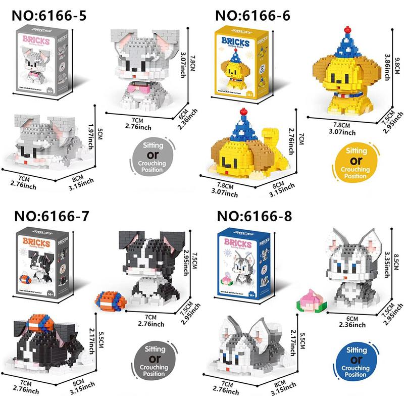 Cute Cartoon Dog Design Building Blocks, 1 Set Creative DIY Educational Puzzle Blocks, Home Decoration Model Ornament, Birthday Gift