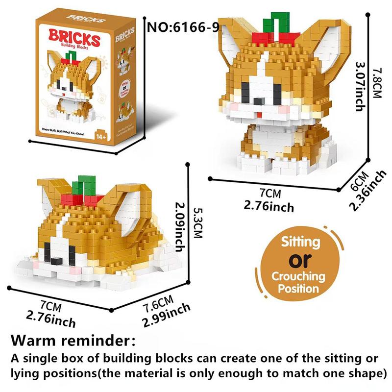 Cute Cartoon Dog Design Building Blocks, 1 Set Creative DIY Educational Puzzle Blocks, Home Decoration Model Ornament, Birthday Gift