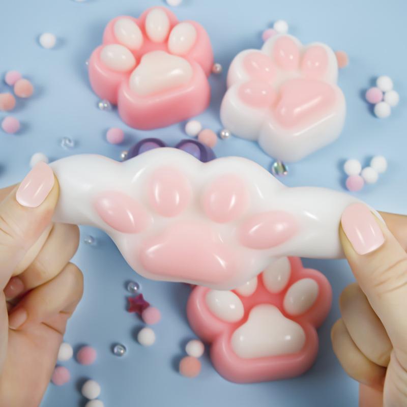 2025 -Pack Taba Squishy Cat Paw Squeeze Toys, Kawaii Squishies PVC Sensory Toys, Stress Relieving Fur Ball OPP Packaging Gifts, Fidget Toys Squishy Novelty Things Suitable for Kids Teenage