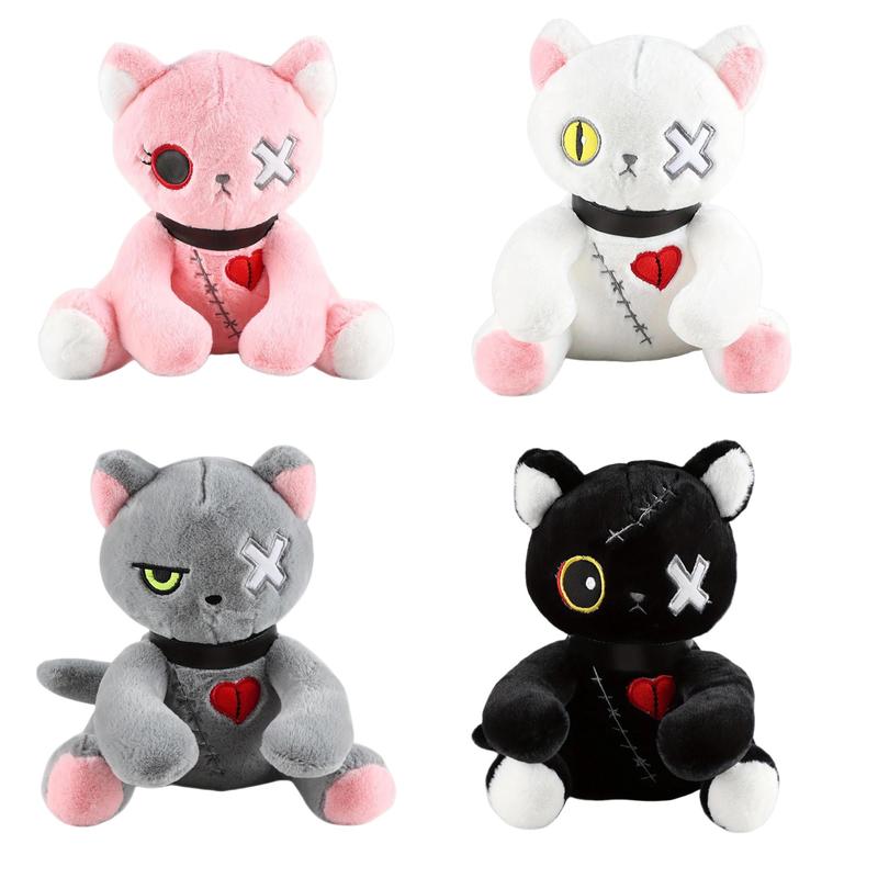 Cute Cat Plush Toy, 1 Count Gothic Cat Stuffed Animal, Horror Cat Doll, Kreeptures Plushies, Huggable Toys for Festival Gift for Children and Classmates