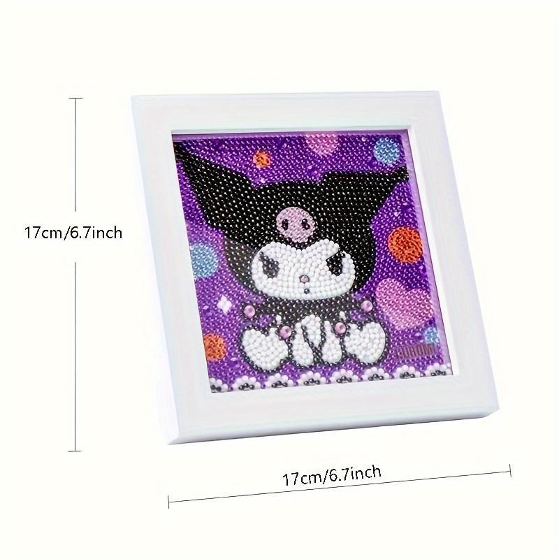 Cute Cartoon Kuromi Pattern DIY Diamond Arts Colorful Painting Kit with Frame, DIY 5D Diamond Arts Colorful Painting Kit, Wall Art Decor for Home