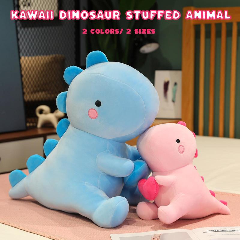 Cute Cartoon Dinosaur Design Plush Toy with Holding Heart, Soft Cartoon Animal Stuffed Toy, Sweet Romantic Birthday Gift, Home Bed Sofa Decorations, Summer Gift