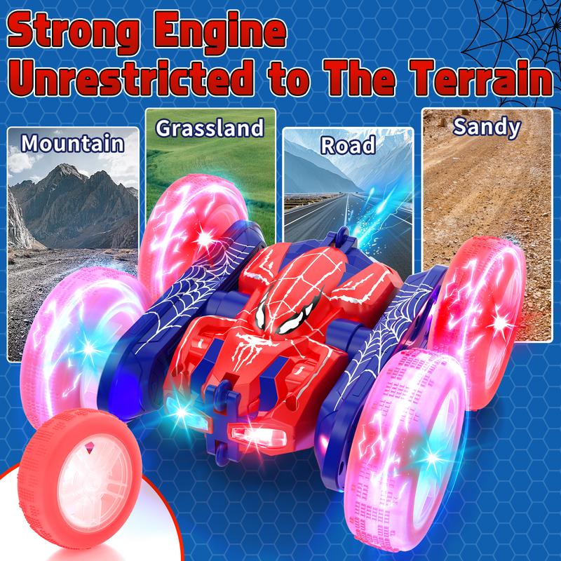 Lehoo Castle Spider Remote Control Car，2.4GHz Electric Race Stunt Car,Double Sided 360° Rolling Rotating Rotation，LED Headlights RC 4WD High Speed Off Road，Rc Drift Truck，Girls Boys Gifts，360° Rotating RC Stunt Car