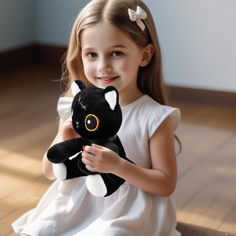 Cute Cat Plush Toy, 1 Count Gothic Cat Stuffed Animal, Horror Cat Doll, Kreeptures Plushies, Huggable Toys for Festival Gift for Children and Classmates