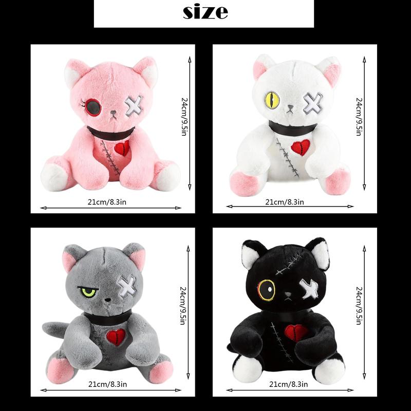 Cute Cat Plush Toy, 1 Count Gothic Cat Stuffed Animal, Horror Cat Doll, Kreeptures Plushies, Huggable Toys for Festival Gift for Children and Classmates