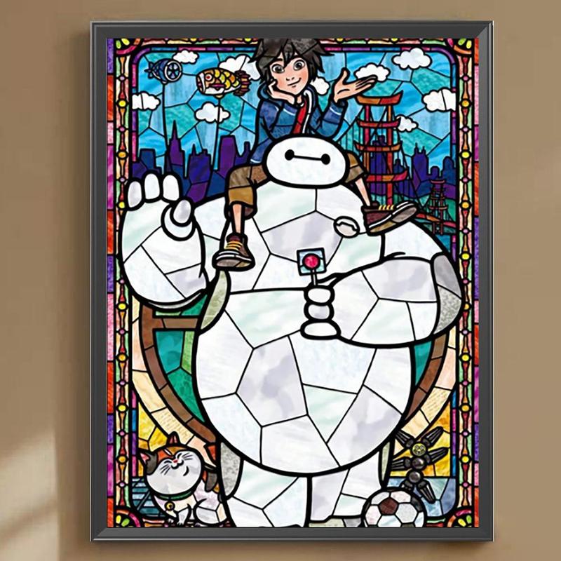 Baymax Pattern DIY Diamond Art Painting Kit, DIY 5D Diamond Arts Painting Kit, Wall Art Decor for Home Living Room Bedroom