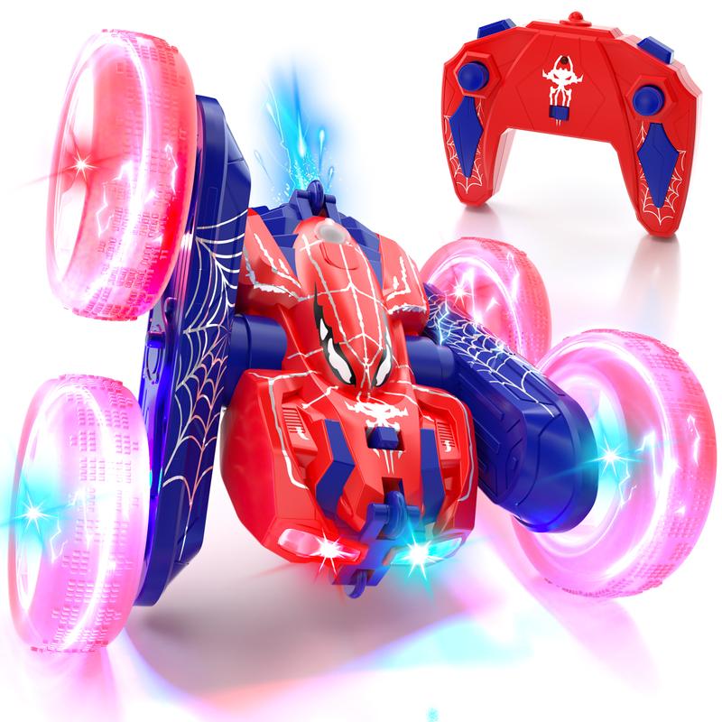 Lehoo Castle Spider Remote Control Car，2.4GHz Electric Race Stunt Car,Double Sided 360° Rolling Rotating Rotation，LED Headlights RC 4WD High Speed Off Road，Rc Drift Truck，Girls Boys Gifts，360° Rotating RC Stunt Car