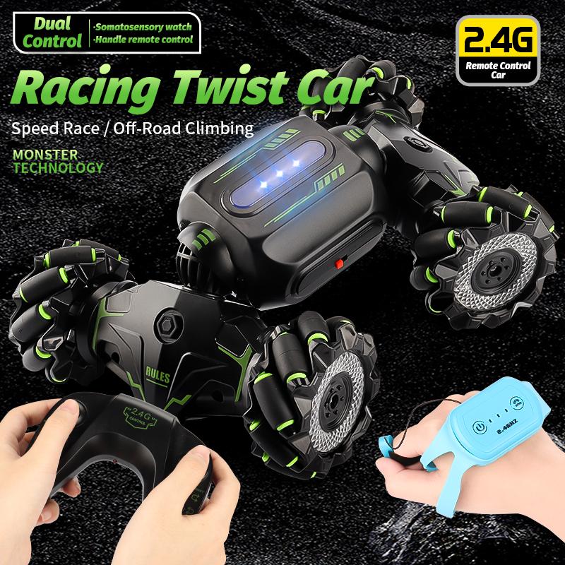 2.4G 1:18 Scale All Terrain RC Cars, High Speed 4WD Remote Control Car with Rechargeable Batteries, 4X4 Off Road Monster Truck, Electric Vehicle Toys Gifts for Kids and Adults, Remote Control Stunt Car Gesture Induction Twisting Off-Road Vehicle