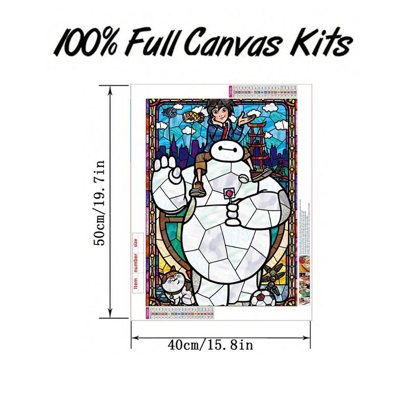 Baymax Pattern DIY Diamond Art Painting Kit, DIY 5D Diamond Arts Painting Kit, Wall Art Decor for Home Living Room Bedroom