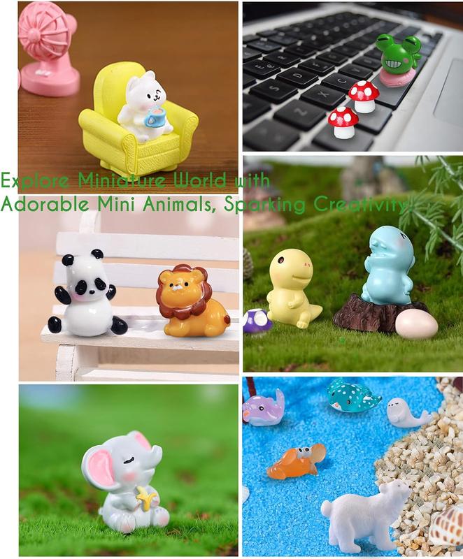 CasaTena Mini Resin Animals Figures Set 100 Pcs for Miniature Garden Decor - Slime Charm for Craft - Tiny Resin Animals