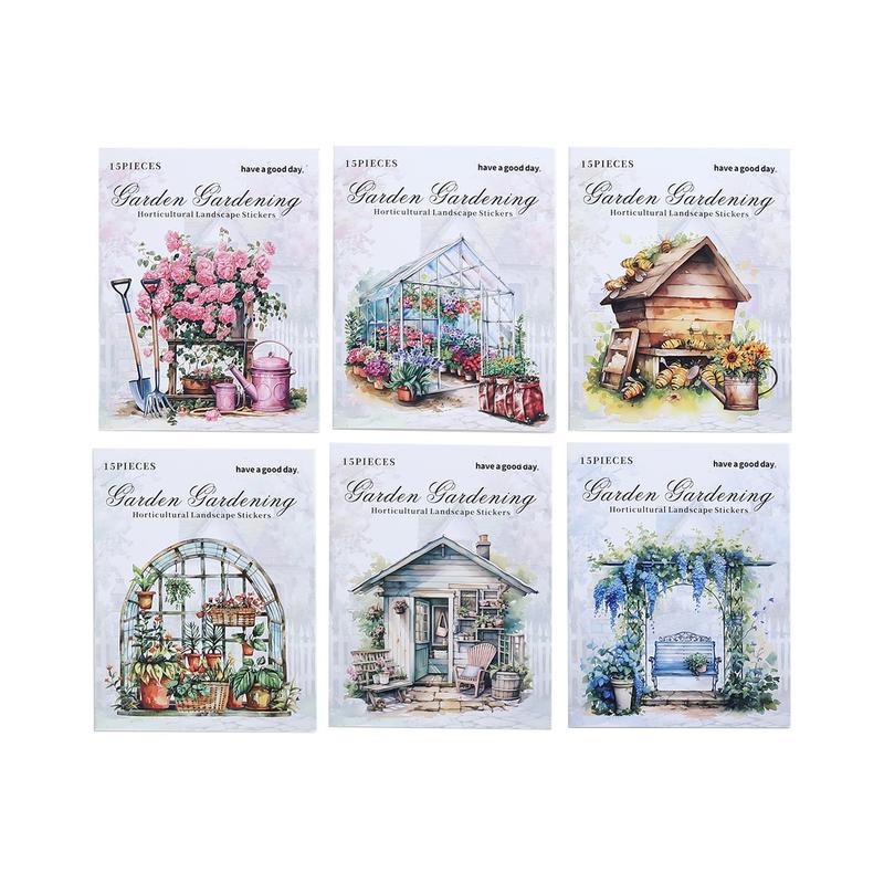 Flower Garden Series Sticker, 15pcs pack Scrapbooking & Stamping Sticker, DIY Decorative Sticker for Stationery Computer Water Bottle