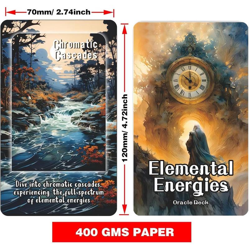 Elemental Energies Oracle Tarot Cards, Oracle Cards and Tarot Cards for Beginners, Oracle Cards Deck, This deck covers the elements of fire, earth, water, and air, Helping to discover, guide, Change