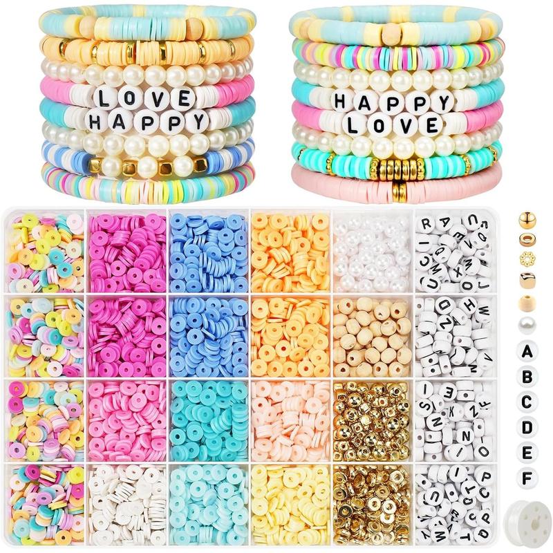 3000 Pcs Clay Beads Bracelet Making Kit with Golden Pearl Beads, Charms and DIY Craft Kit diy craft