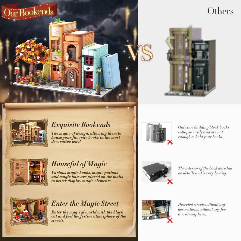 66009,1488 Pieces,Magic Bookends Building Block Set,For BookNook Building Bookshelf Insert Decoration,Bookcase Miniature House Model,Collecting Building and Gifting Model,Birthday Gift and Home Decoration,For aged 12 and above,Stress relief toy