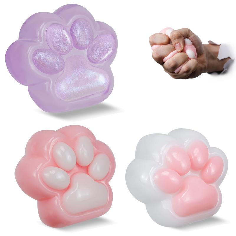 2025 -Pack Taba Squishy Cat Paw Squeeze Toys, Kawaii Squishies PVC Sensory Toys, Stress Relieving Fur Ball OPP Packaging Gifts, Fidget Toys Squishy Novelty Things Suitable for Kids Teenage