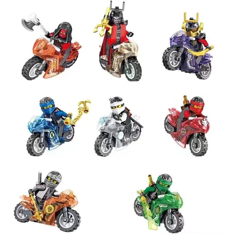 8-Pack Motorcycles with Rider Figure Battle Minifigures Building Blocks Toy Set Anime Motorcycle Model Birthday Gifts for Toy Moto Bike for Kids and Collectors Ages 3 and up