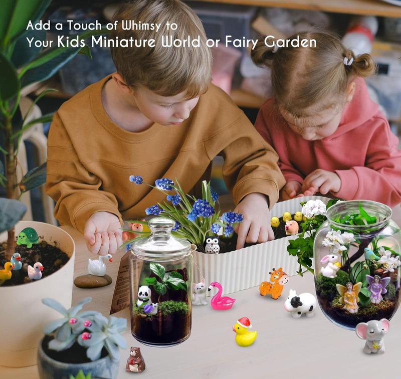 CasaTena Mini Resin Animals Figures Set 100 Pcs for Miniature Garden Decor - Slime Charm for Craft - Tiny Resin Animals