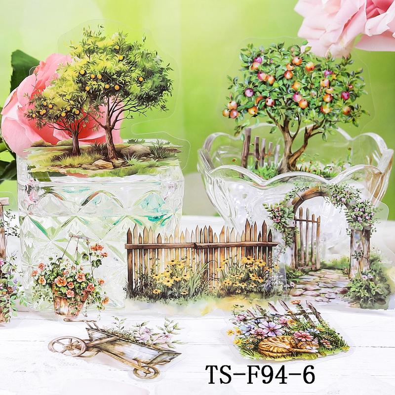 Flower Garden Series Sticker, 15pcs pack Scrapbooking & Stamping Sticker, DIY Decorative Sticker for Stationery Computer Water Bottle