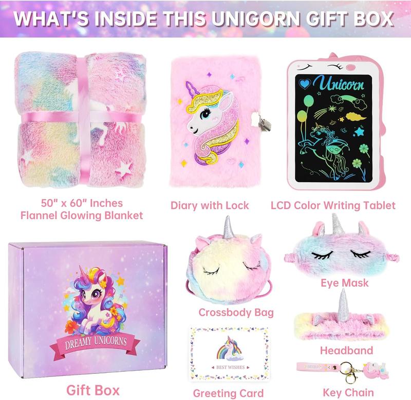 Unicorn Plush Toys for Girls - Perfect Christmas Birthday Gifts with  Bag, Headband, Keychain, and Accessories