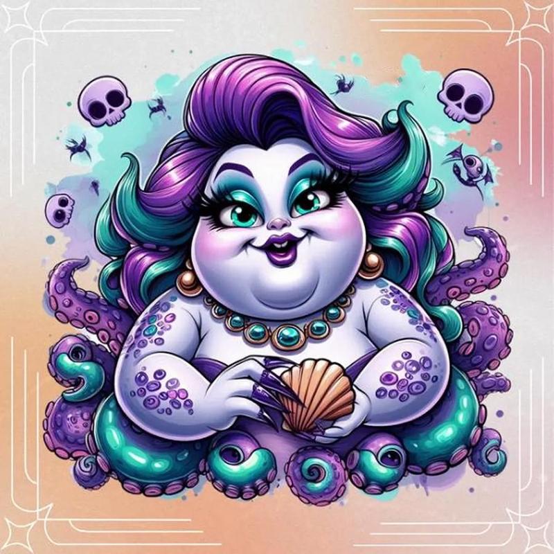 Disney The Little Mermaid Ursula Pattern DIY Diamond Arts Colorful Painting Kit without Frame, 5D Diamond Decor Painting Kit, DIY Wall Art Decor