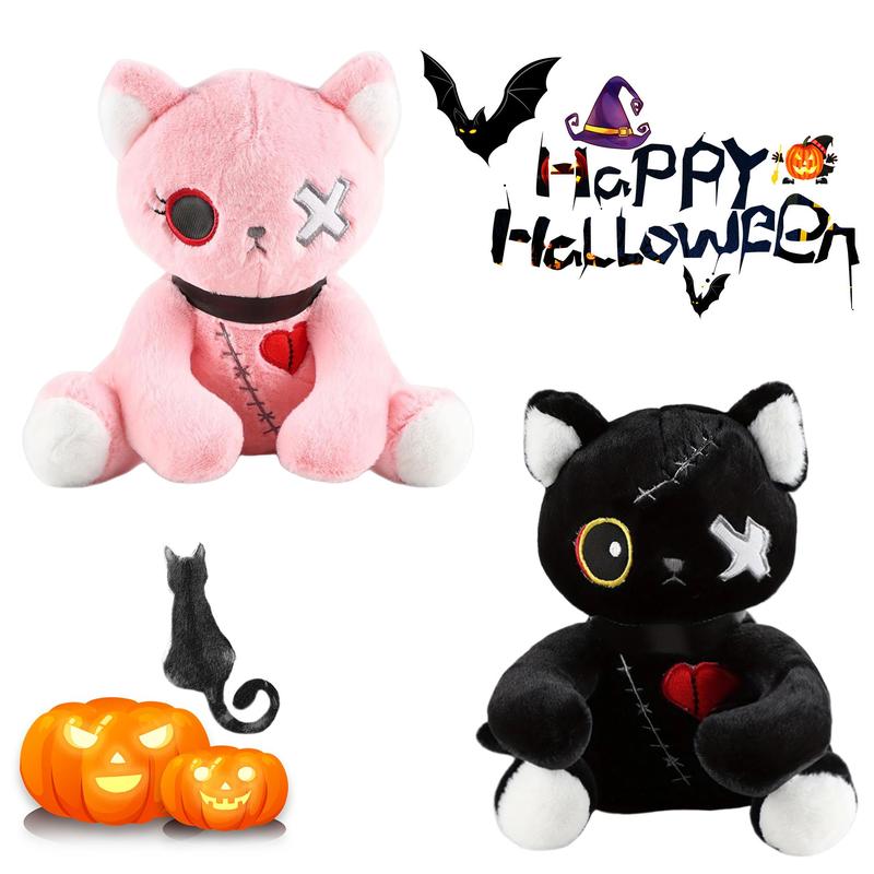 Cute Cat Plush Toy, 1 Count Gothic Cat Stuffed Animal, Horror Cat Doll, Kreeptures Plushies, Huggable Toys for Festival Gift for Children and Classmates