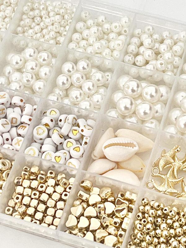 Faux Pearl & Shell Decor Beaded Diy Jewelry Kit As Gifts, Basic Jewelry Making Friendship Bracelet Kit for Women & Girls, Casual Diy Jewelry Making Supplies