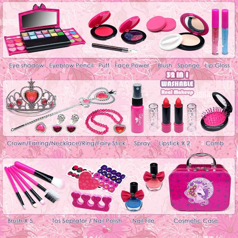 Christmas gift  Kids Makeup Kit for Girls - Real Make up kit Toys Little Girl Toddler & Non-Toxic Make Up Set,Child Princess Play Pretend Birthday Gift,