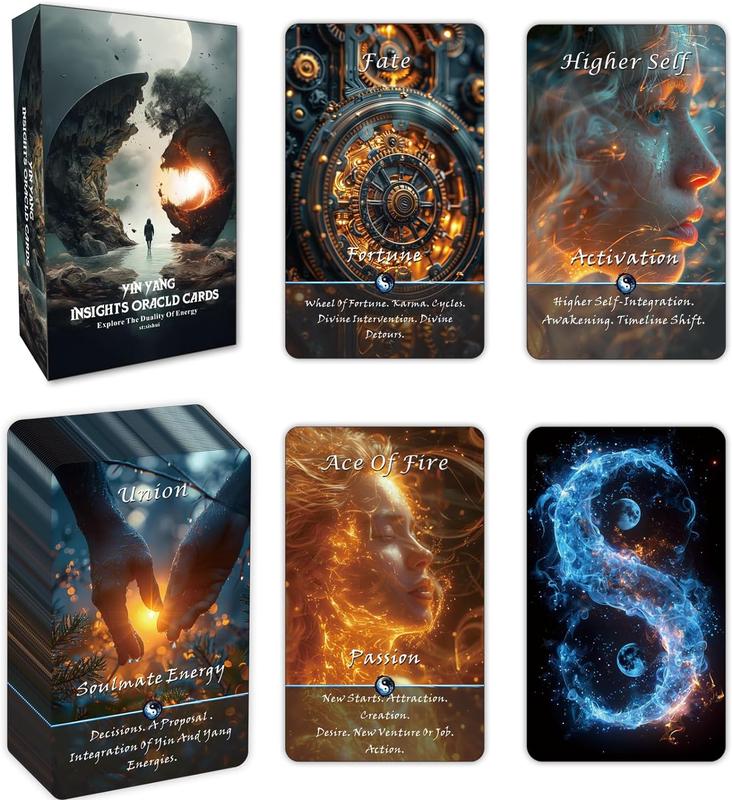 Yin and Yang Oracle Cards, Karma Connection Oracle Cards, These 68 Oracle Cards assess The Duality of influencing Energies, harboring Spiritual, Emotional, Physical, and Planetary Energies.