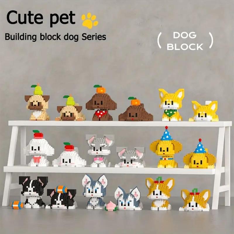 Cute Cartoon Dog Design Building Blocks, 1 Set Creative DIY Educational Puzzle Blocks, Home Decoration Model Ornament, Birthday Gift