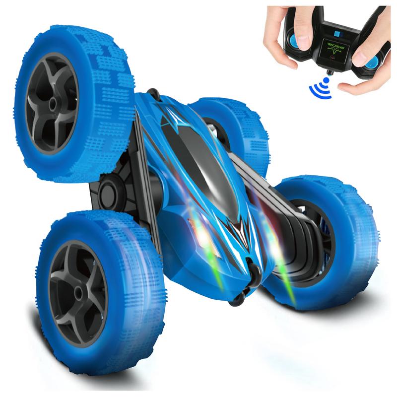 FREE TO FLY Remote Control Car: TPUCARG Double Sided 360°Rotating RC Cars with Headlights Rechargeable Race Stunt Toy Car Christmas Birthday Gifts