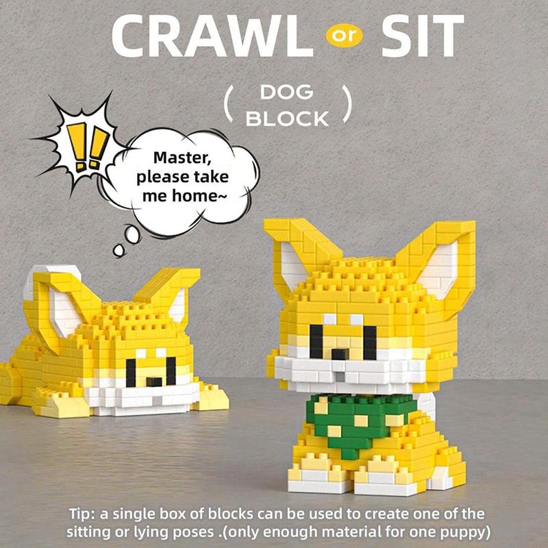 Cute Cartoon Dog Design Building Blocks, 1 Set Creative DIY Educational Puzzle Blocks, Home Decoration Model Ornament, Birthday Gift