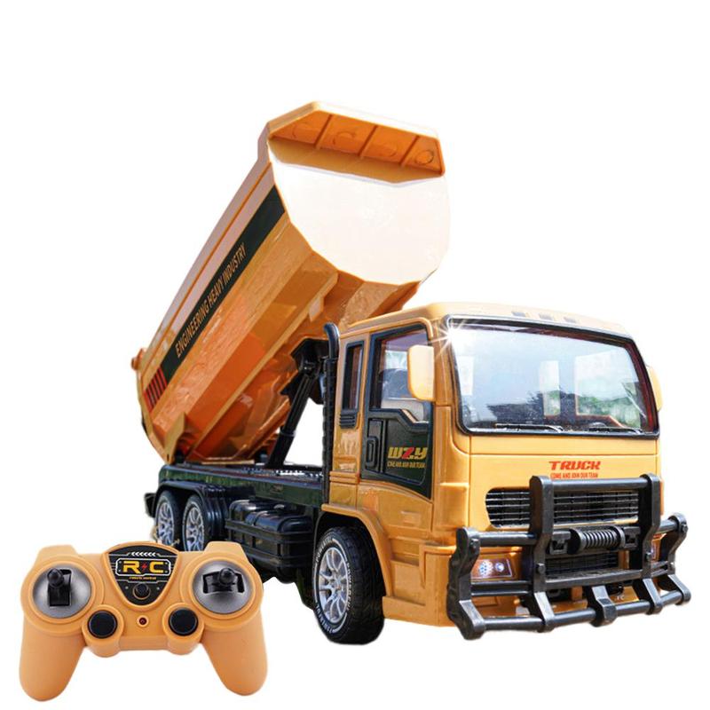 Remote Control Dump Truck Toy (1 Set), Simulation Engineering Carrier Dump Truck Electric Toy Car with Remote Controller, Parent-child Interactive Toy Built-in LED Lighting Effect for Children