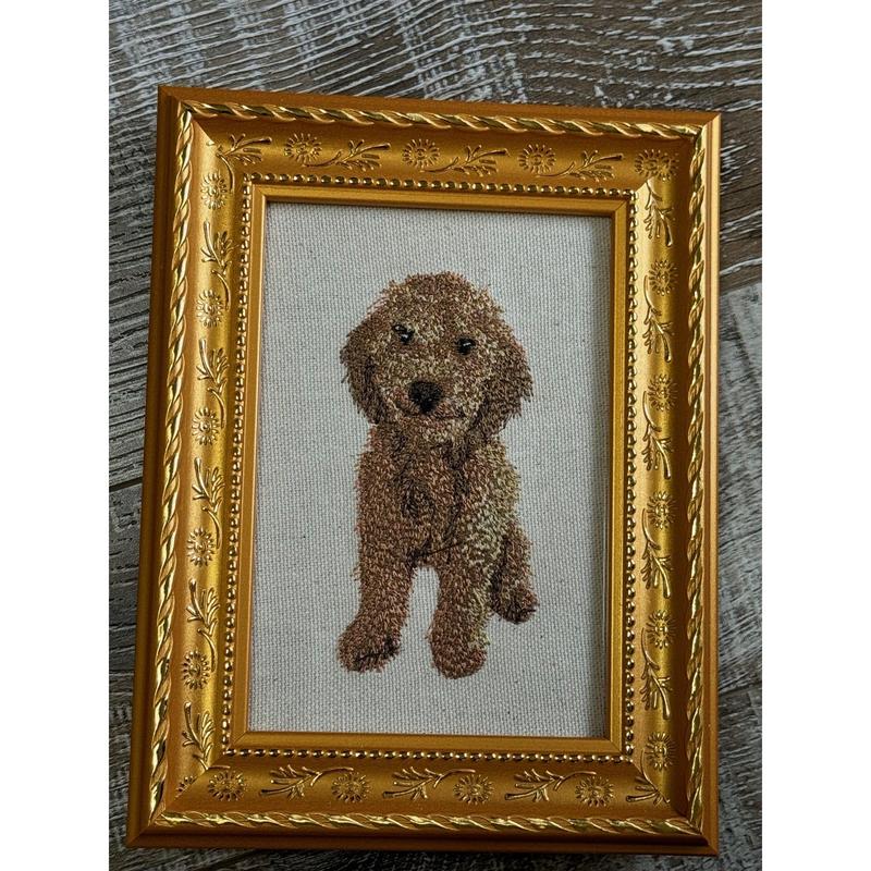 Goldendoodle Machine Embroidiered and Framed!  Other Designs and Breeds Available!