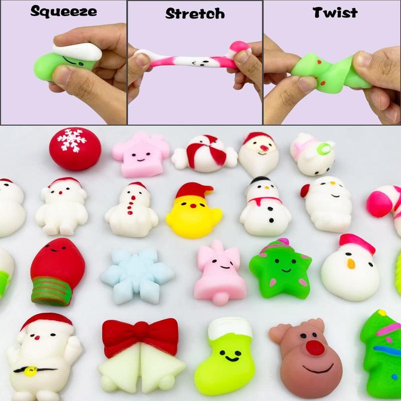 48 count Christmas Mochi Squishy Toys Squishies Christmas Toys for Kids Girls Boys Toddlers Christmas Party Favors Stocking Stuffers Gifts