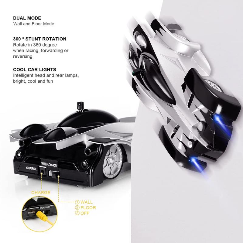 Wall Climbing Remote Control Car Dual Mode 360deg Rotating RC Stunt Cars with Headlight Rechargeable Toys for Boys Girls Gift for 4 5 6 7 8-12 Year Old Kid